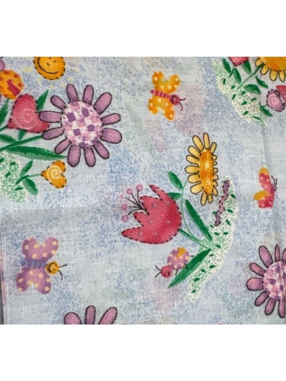 Floral Cotton Fat Quarter 18x22" Fabric Cheerful Flowers Butterflies Quilting
